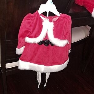 NWT Sears Red Baby Dress with White Trim And Tights